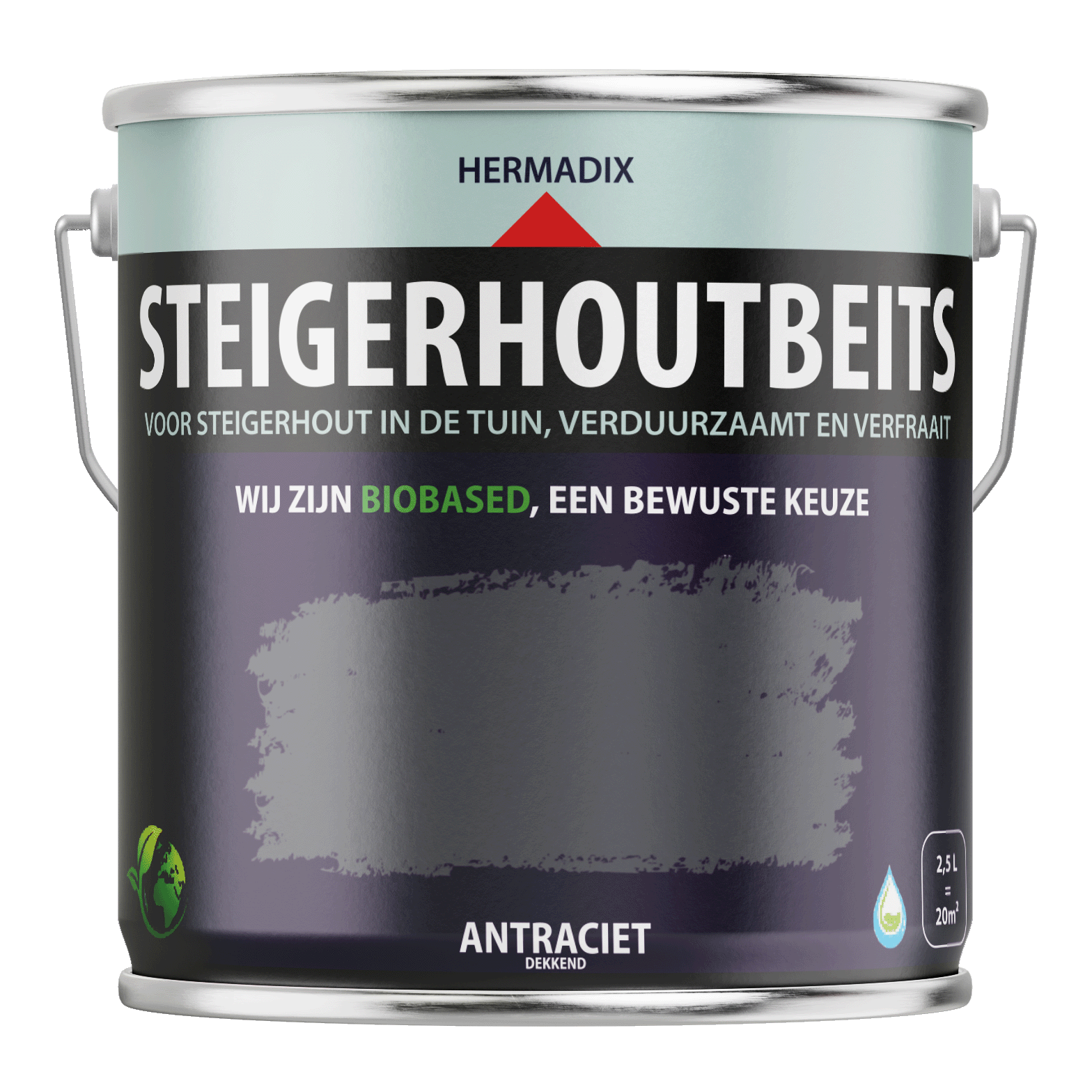 Hermadix Steigerhoutbeits Antraciet 2,5L